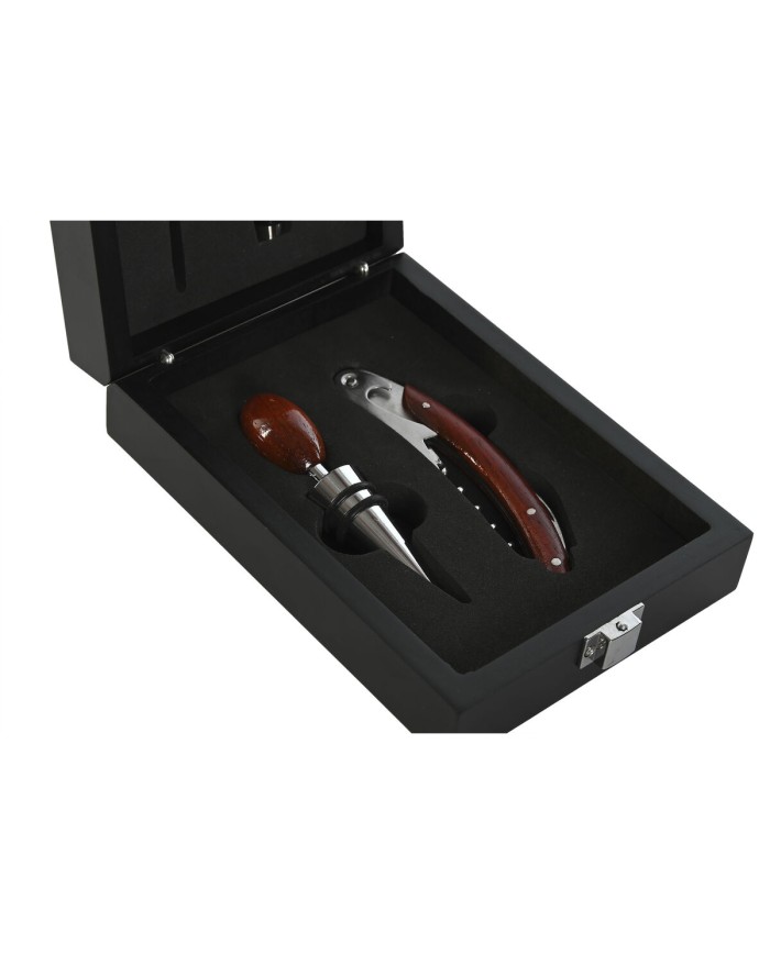 Set di Accessori per il Vino Home ESPRIT Nero Legno MDF 12 x 17 x 6 cm