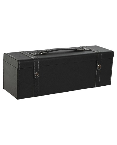 Set di Accessori per il Vino Home ESPRIT Nero Grigio Pelle 36 x 11 x 12 cm Set di Accessori per il Vino Home ESPRIT Nero Grigio Pelle 36 x 11 x 12 cm