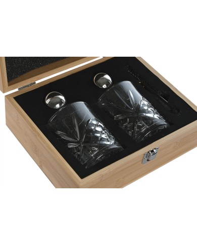 Set whisky Home ESPRIT Naturale Bambù Cristallo