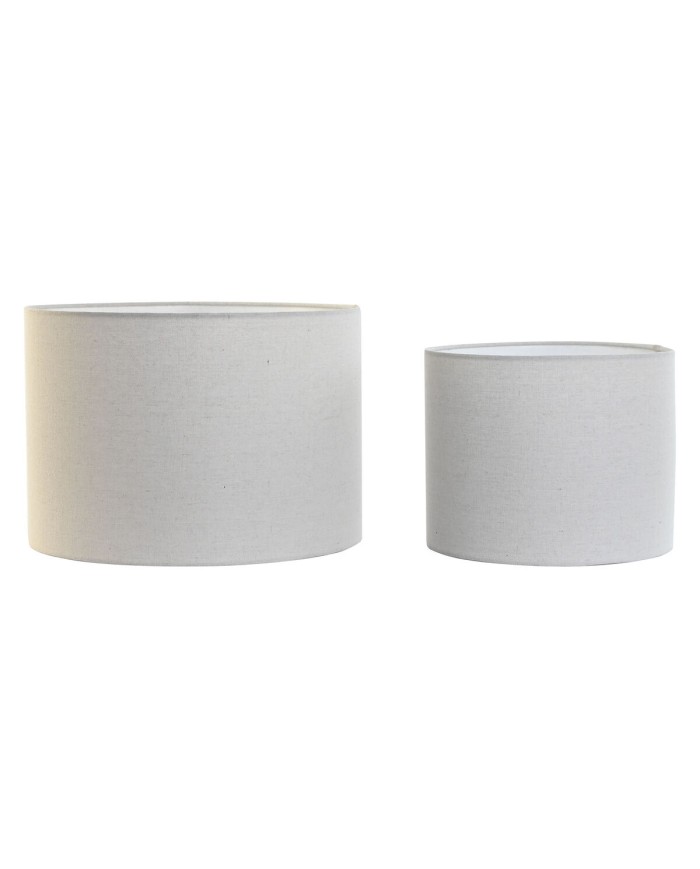 Paralume Home ESPRIT Beige Lino Metallo 40 x 40 x 28 cm (2 Unità)