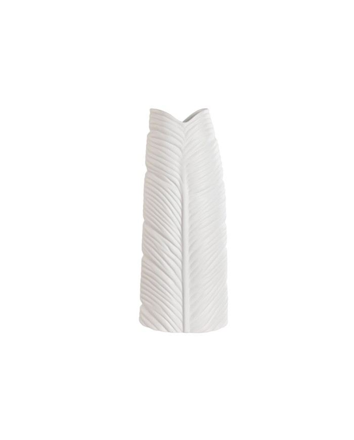 Vaso Home ESPRIT Bianco Gres Tropicale Foglia della pianta 21 x 10 x 50 cm Vaso Home ESPRIT Bianco Gres Tropicale Foglia della pianta 21 x 10 x 50 cm