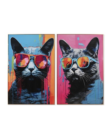 Quadro Home ESPRIT Moderno Gatto 80 x 3 x 120 cm (2 Unità)