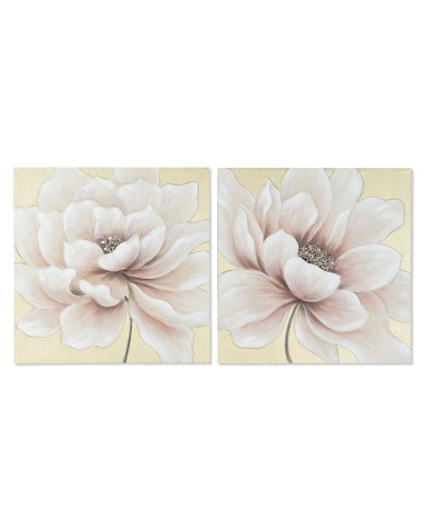 Quadro Home ESPRIT Shabby Chic Papavero 80 x 3 x 80 cm (2 Unità)