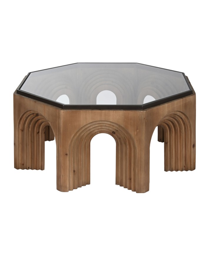 Tavolino da Caffè Home ESPRIT Cristallo Legno di abete 99 x 99 x 46 cm Tavolino da Caffè Home ESPRIT Cristallo Legno di abete 99 x 99 x 46 cm