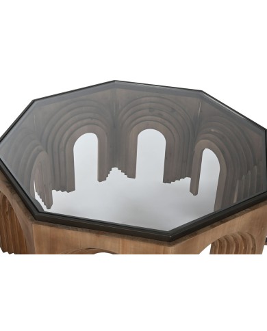 Tavolino da Caffè Home ESPRIT Cristallo Legno di abete 99 x 99 x 46 cm