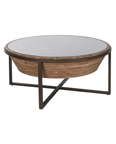 Tavolino da Caffè Home ESPRIT Cristallo Legno di abete 102 x 102 x 46 cm