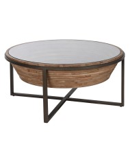 Tavolo aggiuntivo Home ESPRIT Nero Naturale Cristallo Abete 46 x 46 x 55,5 cm