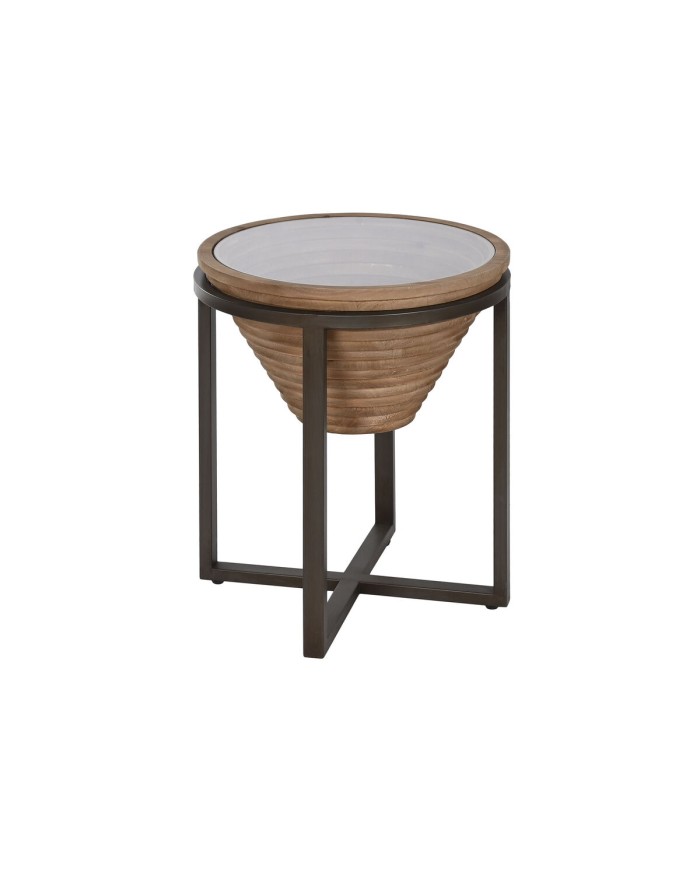 Tavolo aggiuntivo Home ESPRIT Nero Naturale Cristallo Abete 46 x 46 x 55,5 cm