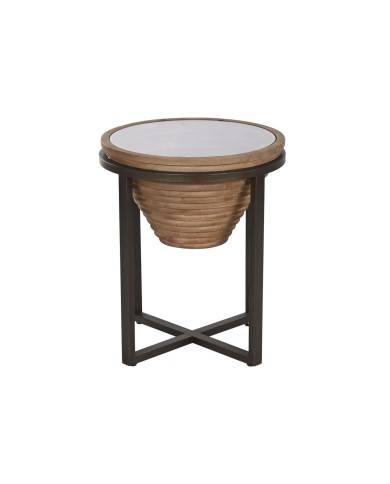 Tavolo aggiuntivo Home ESPRIT Nero Naturale Cristallo Abete 46 x 46 x 55,5 cm