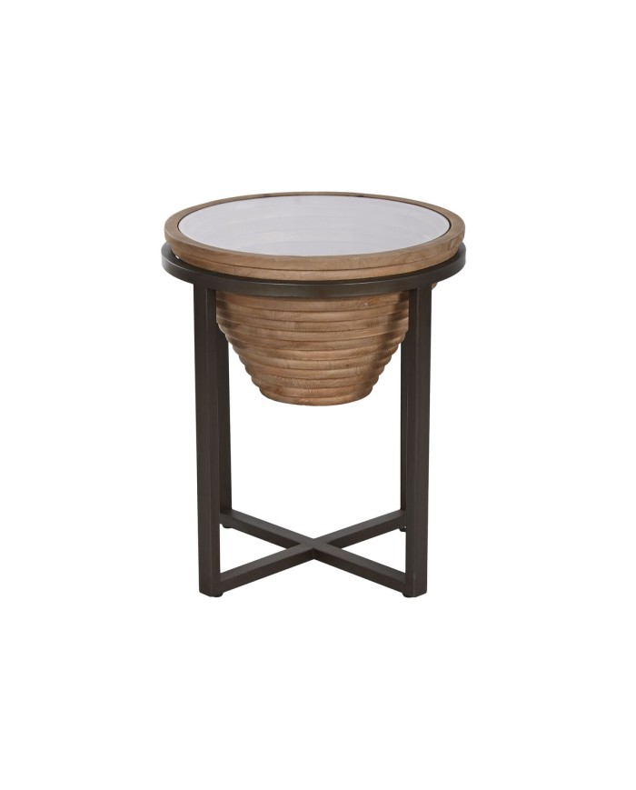 Tavolo aggiuntivo Home ESPRIT Nero Naturale Cristallo Abete 46 x 46 x 55,5 cm