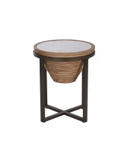 Tavolo aggiuntivo Home ESPRIT Nero Naturale Cristallo Abete 46 x 46 x 55,5 cm