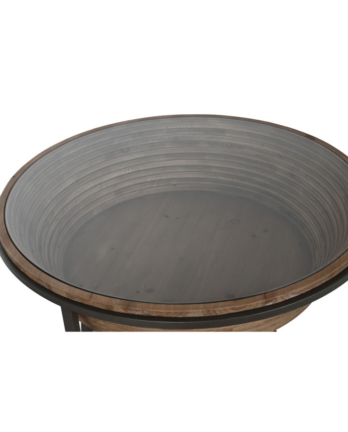 Tavolino da Caffè Home ESPRIT Cristallo Legno di abete 102 x 102 x 46 cm Tavolino da Caffè Home ESPRIT Cristallo Legno di abete 102 x 102 x 46 cm