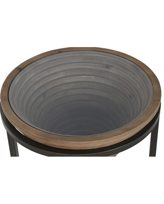 Tavolo aggiuntivo Home ESPRIT Nero Naturale Cristallo Abete 46 x 46 x 55,5 cm