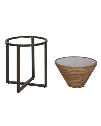 Tavolo aggiuntivo Home ESPRIT Nero Naturale Cristallo Abete 46 x 46 x 55,5 cm