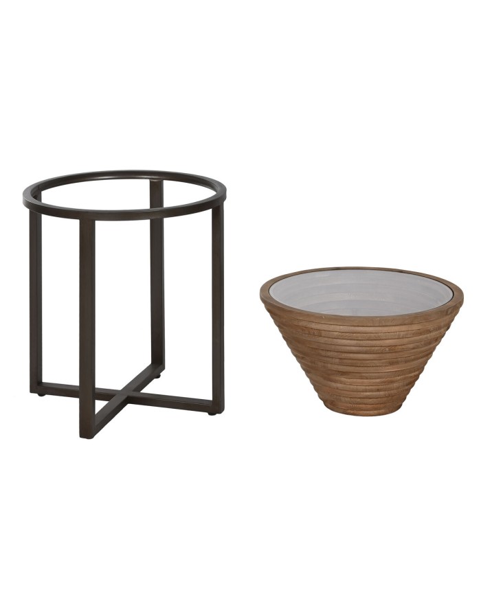 Tavolo aggiuntivo Home ESPRIT Nero Naturale Cristallo Abete 46 x 46 x 55,5 cm