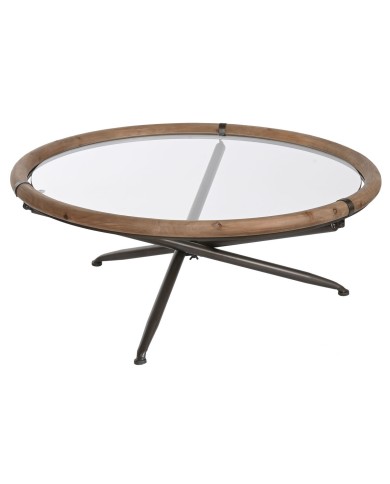 Tavolino da Caffè Home ESPRIT Cristallo Legno di abete 100 x 100 x 40 cm