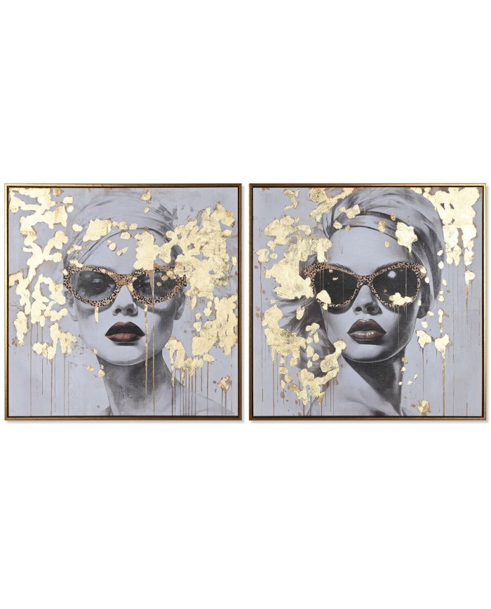 Quadro Home ESPRIT Dorato chica 70 x 3,5 x 70 cm (2 Unità) Quadro Home ESPRIT Dorato chica 70 x 3,5 x 70 cm (2 Unità)