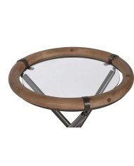 Set di 2 tavoli Home ESPRIT Nero Naturale Cristallo Abete 65 x 65 x 66 cm