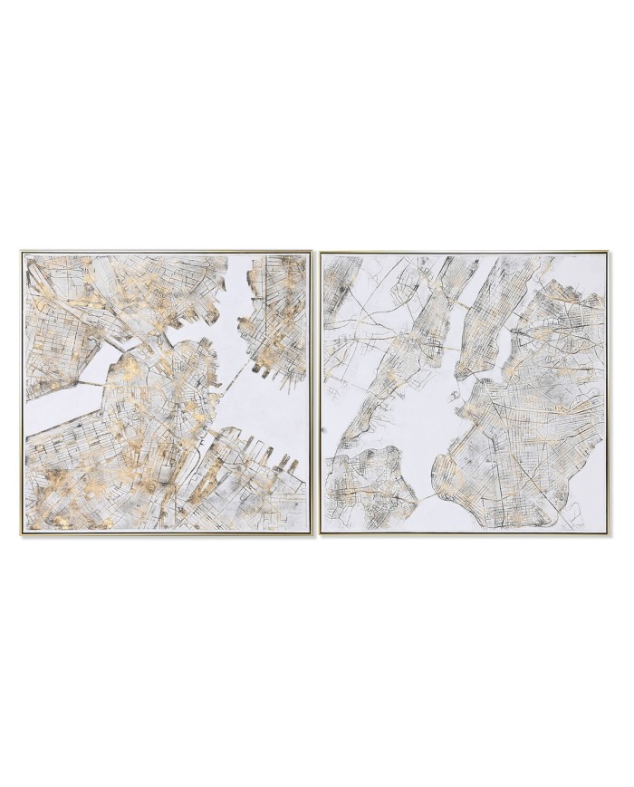 Quadro Home ESPRIT Città Loft 102 x 4,5 x 102 cm (2 Unità)