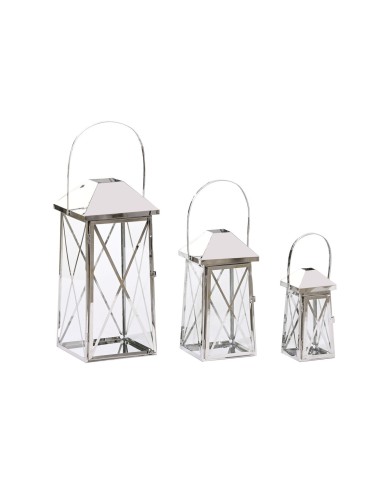 Lanterna Home ESPRIT Argentato Cristallo Acciaio Cromato 20 x 20 x 48 cm (3 Pezzi) Lanterna Home ESPRIT Argentato Cristallo Acciaio Cromato 20 x 20 x 48 cm (3 Pezzi)
