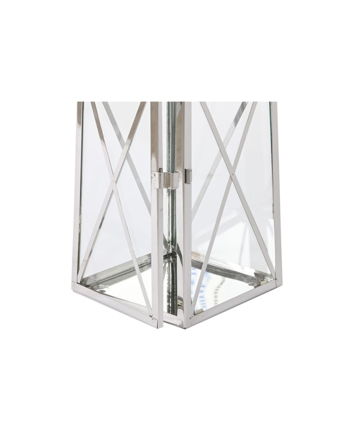 Lanterna Home ESPRIT Argentato Cristallo Acciaio Cromato 20 x 20 x 48 cm (3 Pezzi)
