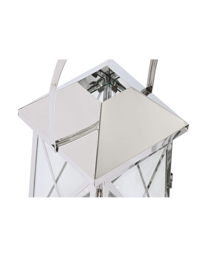 Lanterna Home ESPRIT Argentato Cristallo Acciaio Cromato 20 x 20 x 48 cm (3 Pezzi)