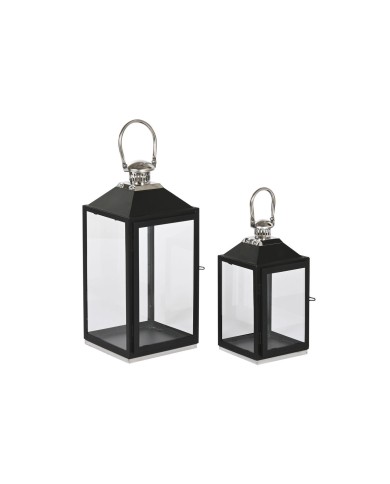 Lanterna Home ESPRIT Nero Argentato Cristallo Acciaio 18 x 18 x 41 cm (2 Pezzi) Lanterna Home ESPRIT Nero Argentato Cristallo Acciaio 18 x 18 x 41 cm (2 Pezzi)