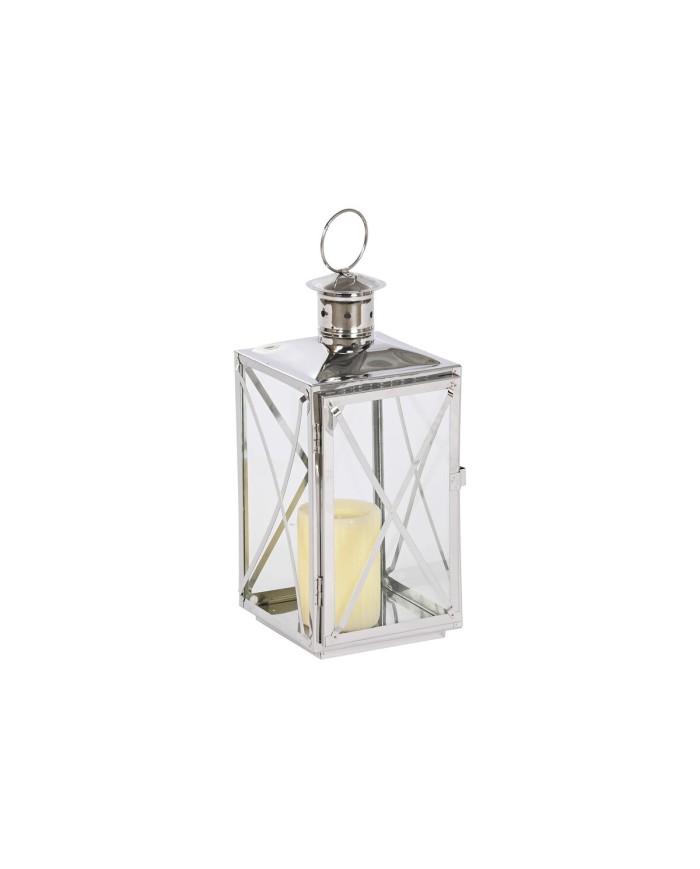 Lanterna Home ESPRIT Argentato Cristallo Acciaio Cromato 16 x 15 x 32 cm (2 Pezzi)