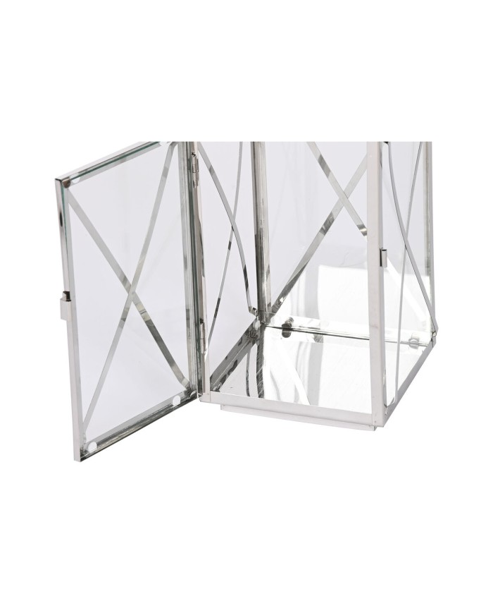 Lanterna Home ESPRIT Argentato Cristallo Acciaio Cromato 16 x 15 x 32 cm (2 Pezzi)