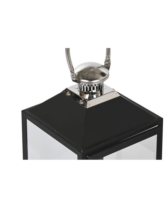 Lanterna Home ESPRIT Nero Argentato Cristallo Acciaio 18 x 18 x 41 cm (2 Pezzi)