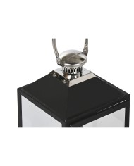 Lanterna Home ESPRIT Nero Argentato Cristallo Acciaio 18 x 18 x 41 cm (2 Pezzi)