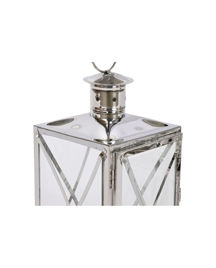 Lanterna Home ESPRIT Argentato Cristallo Acciaio Cromato 16 x 15 x 32 cm (2 Pezzi)