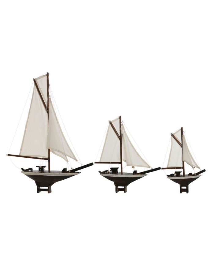 Statua Decorativa Home ESPRIT Bianco Marrone Mediterraneo 55 x 8 x 70 cm (3 Pezzi)