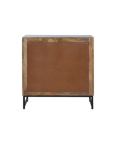 Cassettiera Home ESPRIT Marrone Nero Argentato Legno di mango Specchio Indiano 80 x 38 x 80 cm