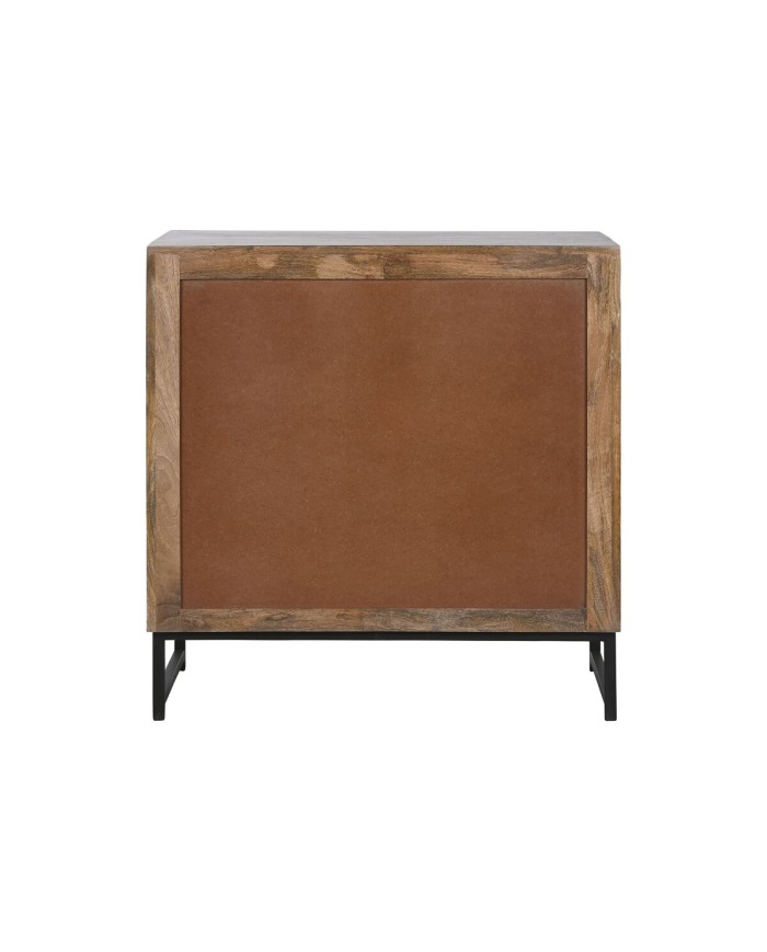 Cassettiera Home ESPRIT Marrone Nero Argentato Legno di mango Specchio Indiano 80 x 38 x 80 cm