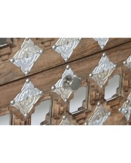 Cassettiera Home ESPRIT Marrone Nero Argentato Legno di mango Specchio Indiano 45 x 35 x 105 cm