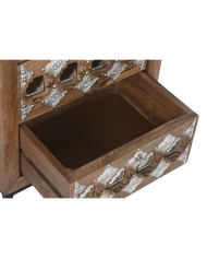 Cassettiera Home ESPRIT Marrone Nero Argentato Legno di mango Specchio Indiano 45 x 35 x 105 cm