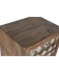 Cassettiera Home ESPRIT Marrone Nero Argentato Legno di mango Specchio Indiano 45 x 35 x 105 cm