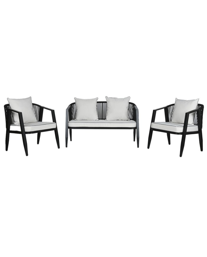 Mobili da giardino Home ESPRIT Bianco Nero 123 x 66 x 72 cm 123 x 66 x 74 cm (4 Pezzi)