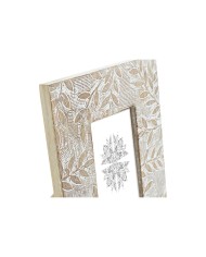 Cornice Portafoto DKD Home Decor Bianco Naturale Cristallo Legno di mango Indiano 20 x 1,3 x 25 cm