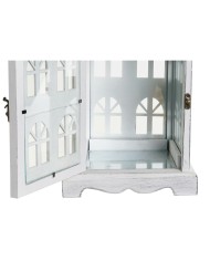 Lanterna DKD Home Decor Finitura invecchiata Bianco Grigio Legno Cristallo 19 x 19 x 42 cm
