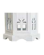 Lanterna DKD Home Decor Finitura invecchiata Bianco Grigio scuro Legno Cristallo 19 x 17 x 39 cm