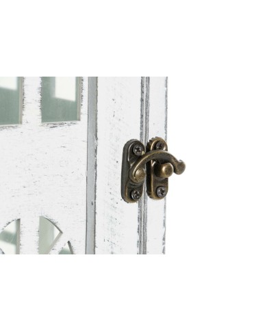 Lanterna DKD Home Decor Finitura invecchiata Bianco Grigio Legno Cristallo 19 x 19 x 42 cm