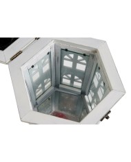 Lanterna DKD Home Decor Finitura invecchiata Bianco Grigio scuro Legno Cristallo 19 x 17 x 39 cm