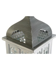 Lanterna DKD Home Decor Finitura invecchiata Bianco Grigio Legno Cristallo 19 x 19 x 42 cm