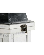Lanterna DKD Home Decor Finitura invecchiata Bianco Grigio scuro Legno Cristallo 19 x 17 x 39 cm
