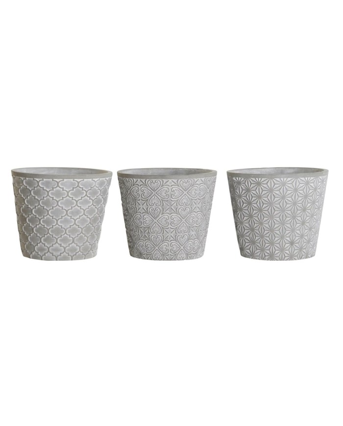 Vaso DKD Home Decor Grigio Cemento 17 x 17 x 14,5 cm (3 Unità)