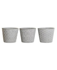 Set di vasi da fiori Home ESPRIT Nero Metallo Fibra 23 x 23 x 76,5 cm