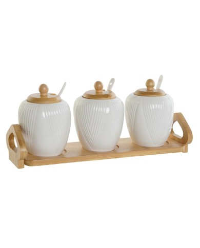 Portazucchero DKD Home Decor Bianco Naturale Bambù Porcellana 31 x 9 x 7 cm 4 Pezzi Portazucchero DKD Home Decor Bianco Naturale Bambù Porcellana 31 x 9 x 7 cm 4 Pezzi