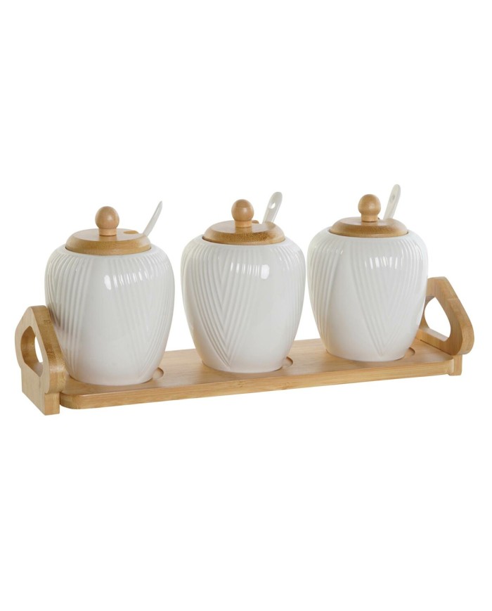 Portazucchero DKD Home Decor Bianco Naturale Bambù Porcellana 31 x 9 x 7 cm 4 Pezzi Portazucchero DKD Home Decor Bianco Naturale Bambù Porcellana 31 x 9 x 7 cm 4 Pezzi